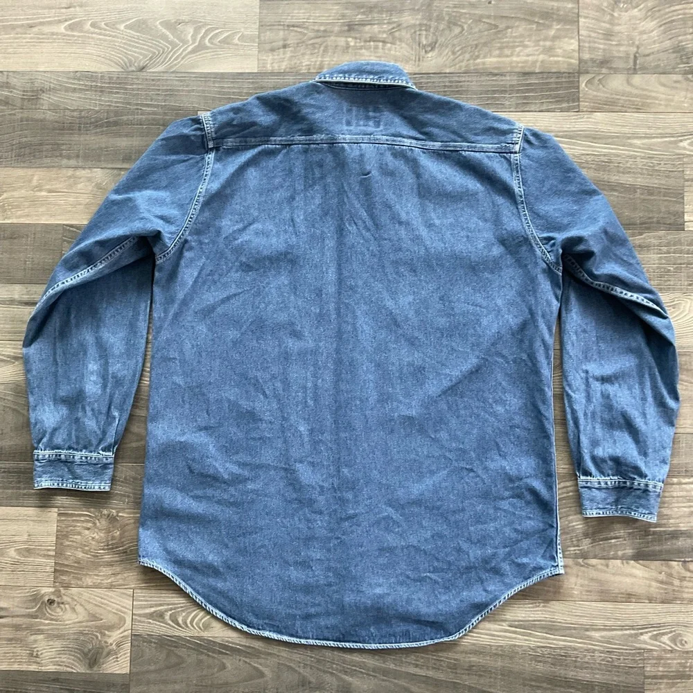 VTG Cabela’s Outdoor Gear Denim Jean Shirt Men’s XL Blue Button Up Long Sleeve - Picture 8 of 9